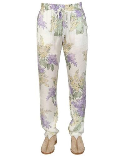 MOUTY Floral Print Drawstring Trousers - Multicolour