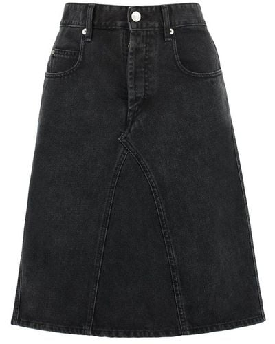 Isabel Marant Fiali Denim Skirt - Black