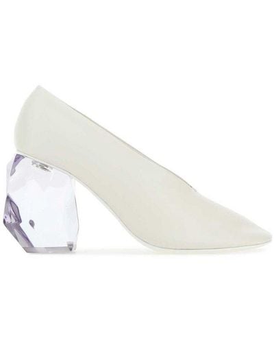 Jil Sander Sculptured-heel Round-toe Pumps - White