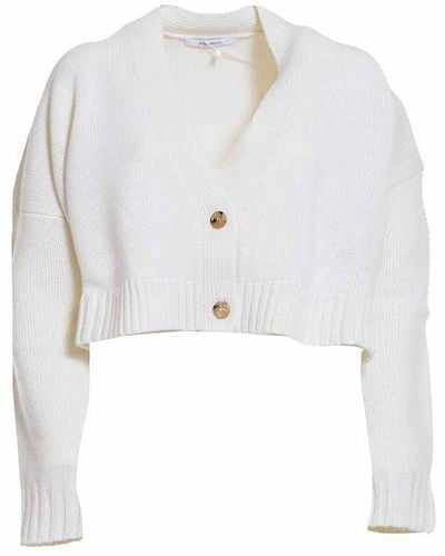 Max Mara Cream Wool And Cashmere Sabbia Cropped Cardigan - White