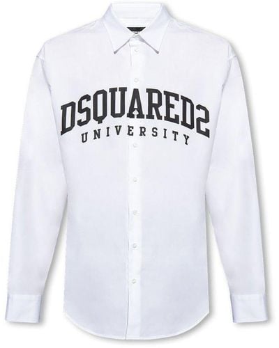 DSquared² Logo Printed Long-sleeved Shirt - White