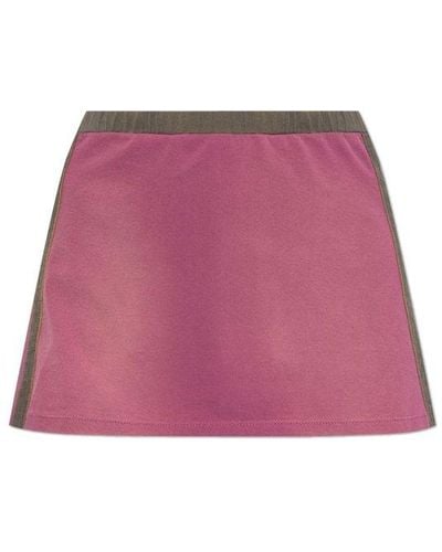 DIESEL O-uncut-stripe Faded Effect Mini Skirt - Pink