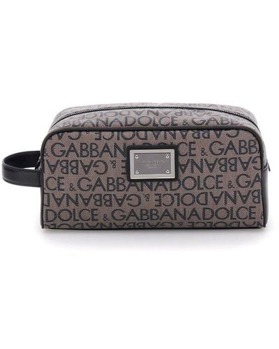 Dolce & Gabbana Logo Jacquard Travel Pouch - Grey