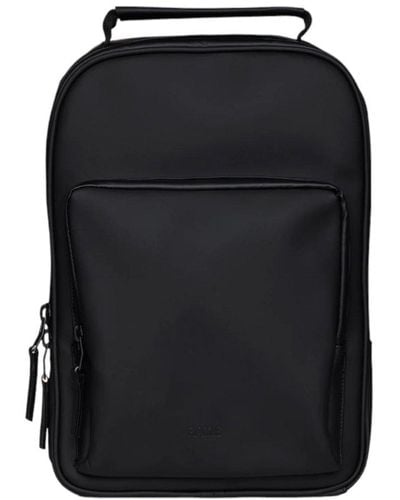 Rains Logo Detailed Zipped Backpack - Black