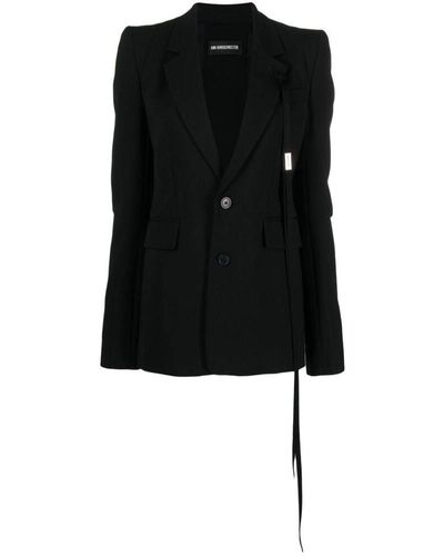 Ann Demeulemeester Tassle Detailed Jacket - Black