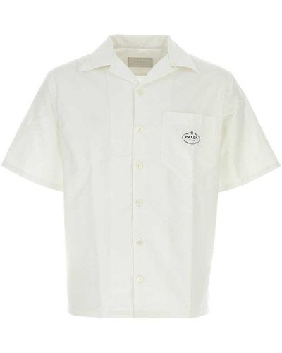 Prada Logo-embroidered Bowling Shirt - White