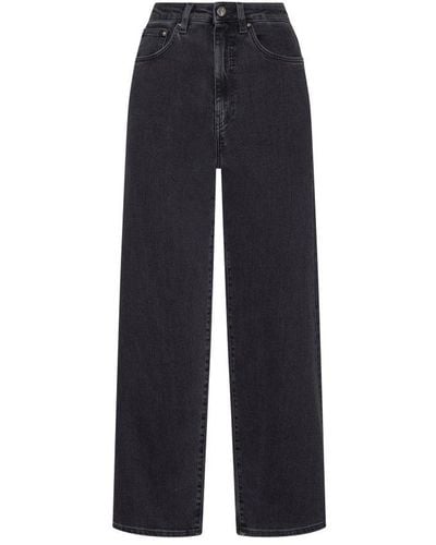 Women's Loose High Waisted Button Down Trousers Wide Leg Jeans