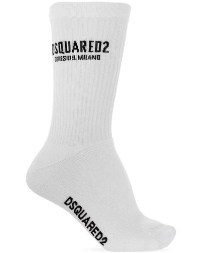 DSquared² Cotton Socks With Logo, - White