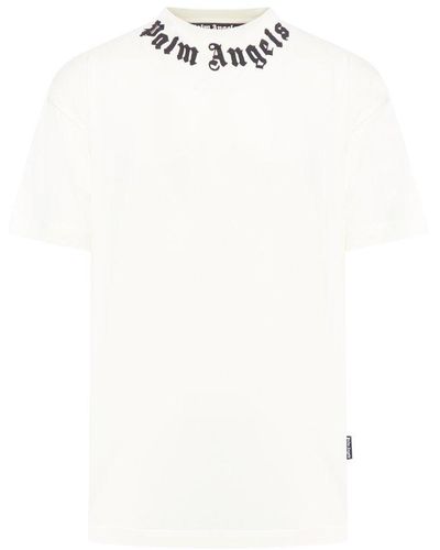 Palm Angels Logo Printed Crewneck T-shirt - White
