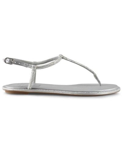 Rene Caovilla Crystal Embellished Thong Sandals - Metallic