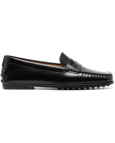 Tod's Square-toe Leather Penny Loafers - Black
