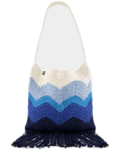 Nannacay Priya Crochet Gradient Tote Bag - Blue
