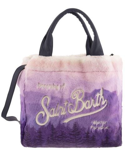 Mc2 Saint Barth Colette Soft And Furry Handbag With Print - Purple
