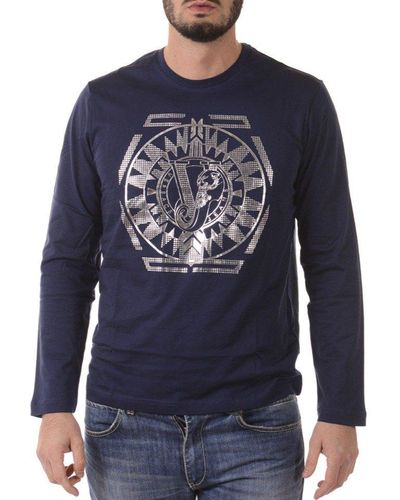 Versace Medusa Print Long-sleeved T-shirt - Blue