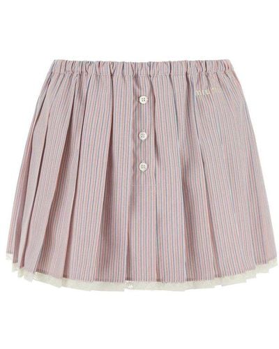 Miu Miu Embroidered Poplin Mini Skirt - Pink