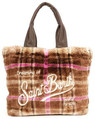 Mc2 Saint Barth Vanity Checked Top Handle Bag - Brown