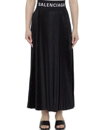 Balenciaga Pleated Midi Skirt - Black