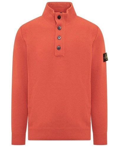 Stone Island Logo Patch Long-sleeved Jumper - Red
