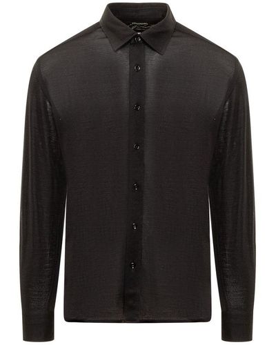 Tom Ford Buttoned Long-sleeved Shirt - Black