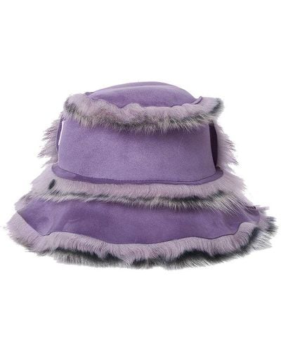 Acne Studios Fur Detailed Bucket Hat - Purple