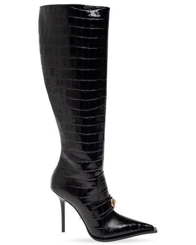 Versace Vagabond Embossed Zip-up Boots - Black