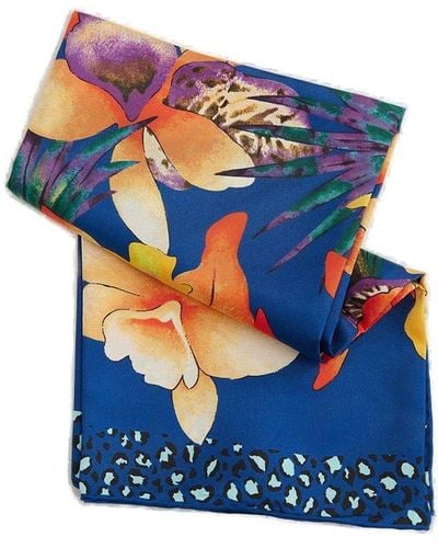 KENZO Allover Floral Printed Scarf - Blue