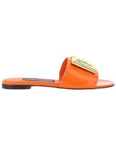 Dolce & Gabbana Logo-plaque Slip-on Sandals - Orange