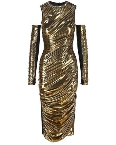 Dolce & Gabbana Glove Detailed Calf-length Dress - Metallic