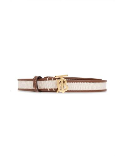 Burberry Belt With Logo - Natural