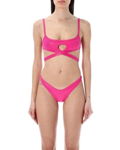 The Attico Wet Lycra Bikini - Pink