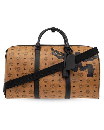 MCM Ottomar Allover Logo Printed Travel Bag - Brown