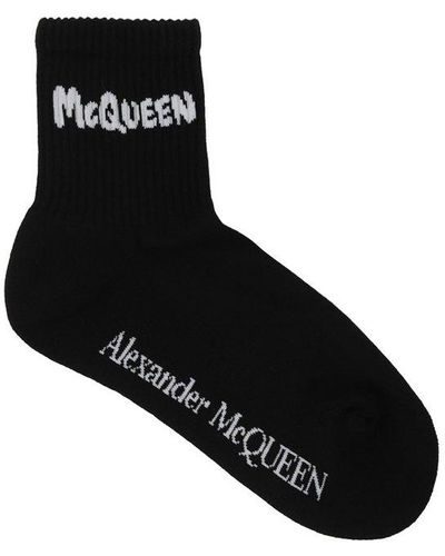 Alexander McQueen Graffiti Logo Intarsia Socks - Black