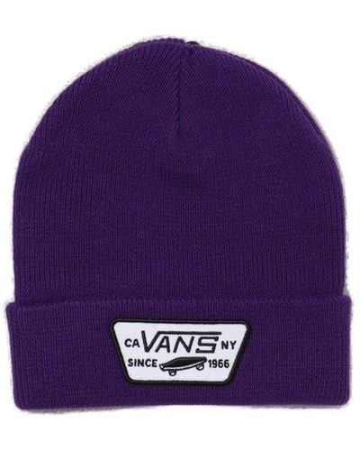 Vans Milford Logo Embroidered Knitted Beanie - Purple