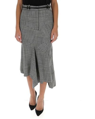 Tom Ford Asymmetric Check Pattern Midi Skirt - Gray