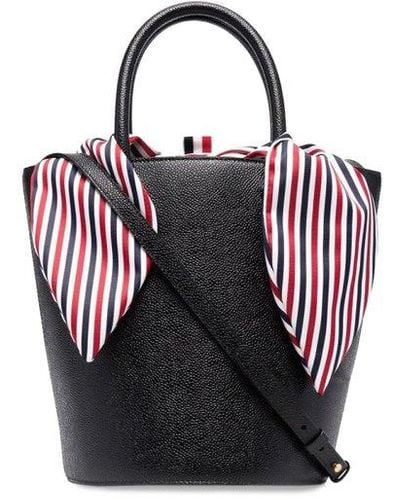 Thom Browne Rwb Stripe Bucket Bag - Black