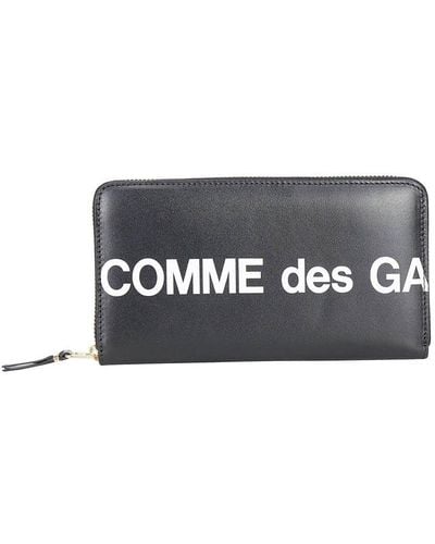Comme des Garçons Logo Printed Zipped Wallet - Black