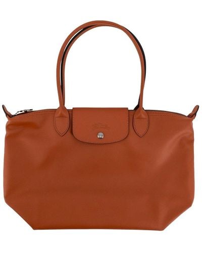 Longchamp Le Pliage Xtra Snap-buttoned Medium Tote Bag - Brown