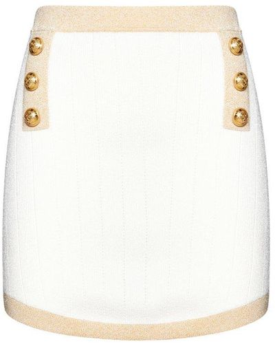 Balmain Viscose-blend Knit Miniskirt - White