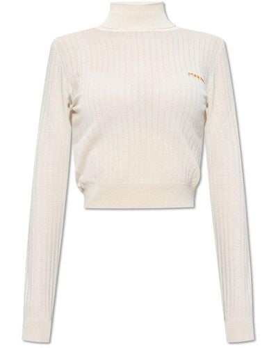 Marni High Neck Long-sleeved Sweater - White