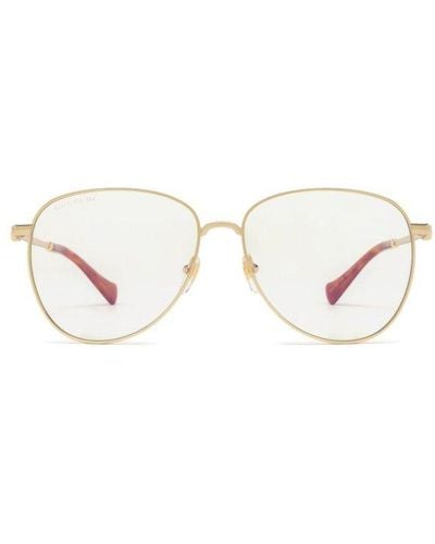 Gucci Aviator Frame Sunglasses - White