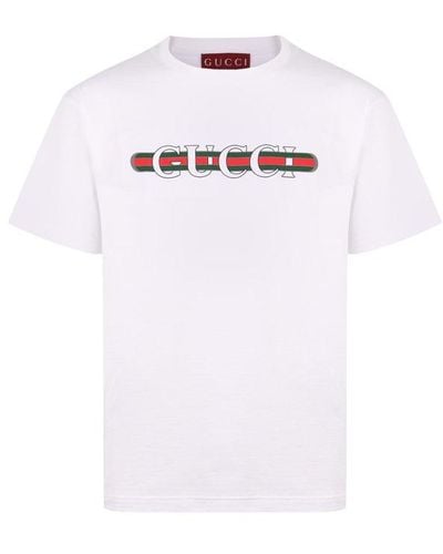 Gucci Logo Printed Crewneck T-shirt - White