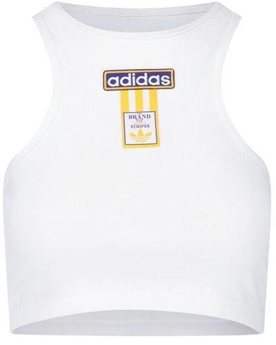 adidas Originals Adibreak Cropped Ribbed Tank Top - White