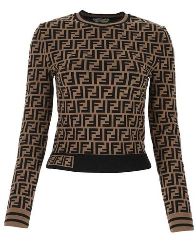 Fendi Monogrammed Long-sleeved Sweater - Black