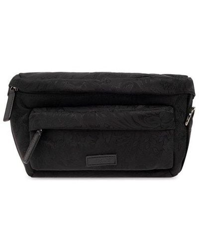 Versace Belt Bag With Barocco Pattern - Black
