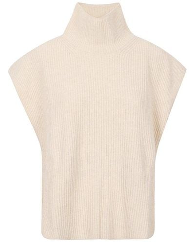Weekend by Maxmara Funnel Neck Short-sleeved Gilet - White