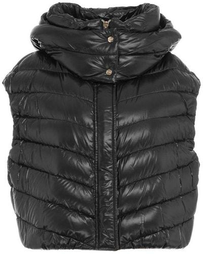 Herno Glossy Finish Cropped Down Gilet - Gray