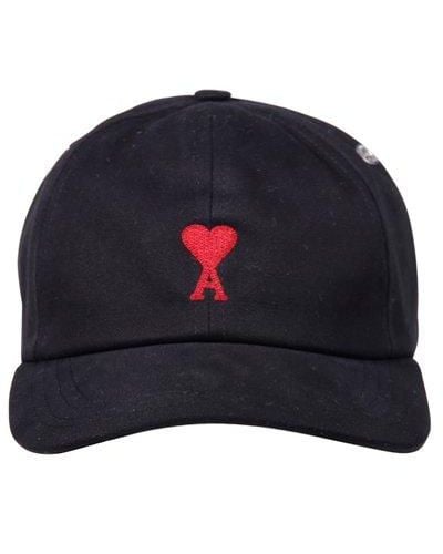 Ami Paris Paris De Coeur Logo Embroidered Baseball Cap - Blue