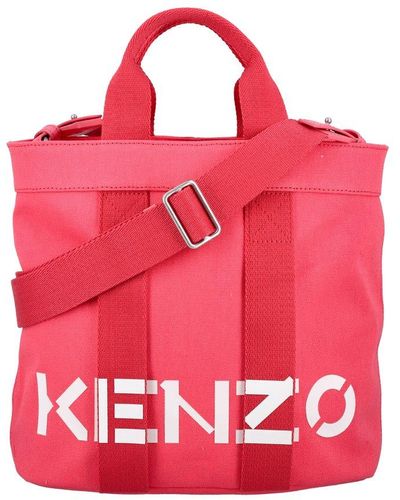 KENZO Logo Printed Small Tote Bag - Pink