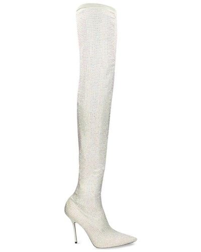 Gedebe Logan Cuissarde Pointed Toe Boots - White