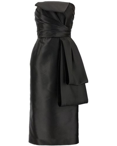 Alberta Ferretti Strapless Straight Hem Midi Dress - Black